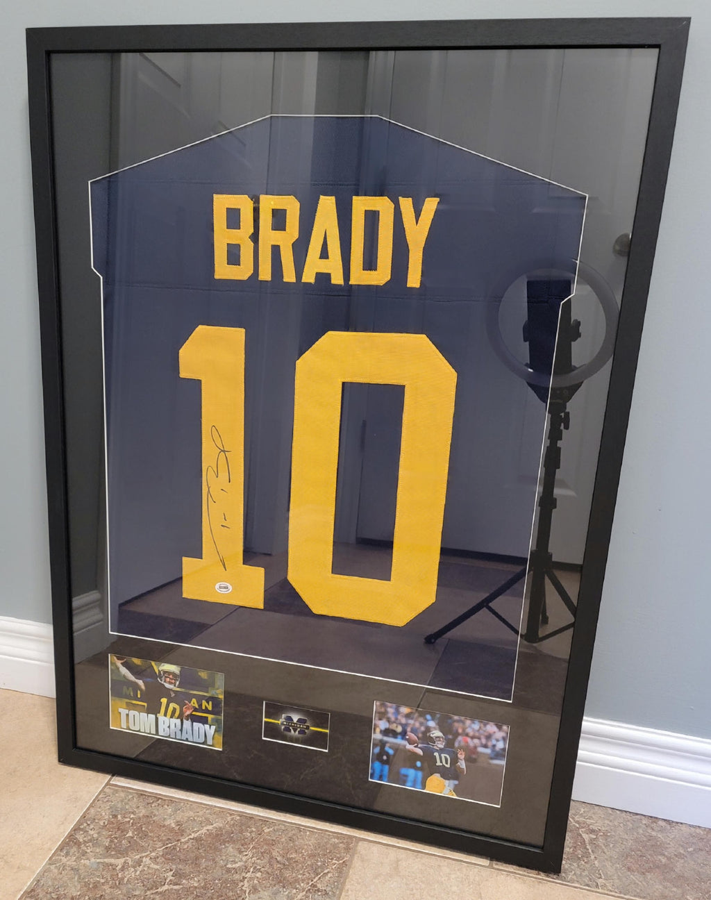 CUSTOM FRAMED Tom Brady Signed Autographed Michigan Wolverines Custom Jersey w/ COA