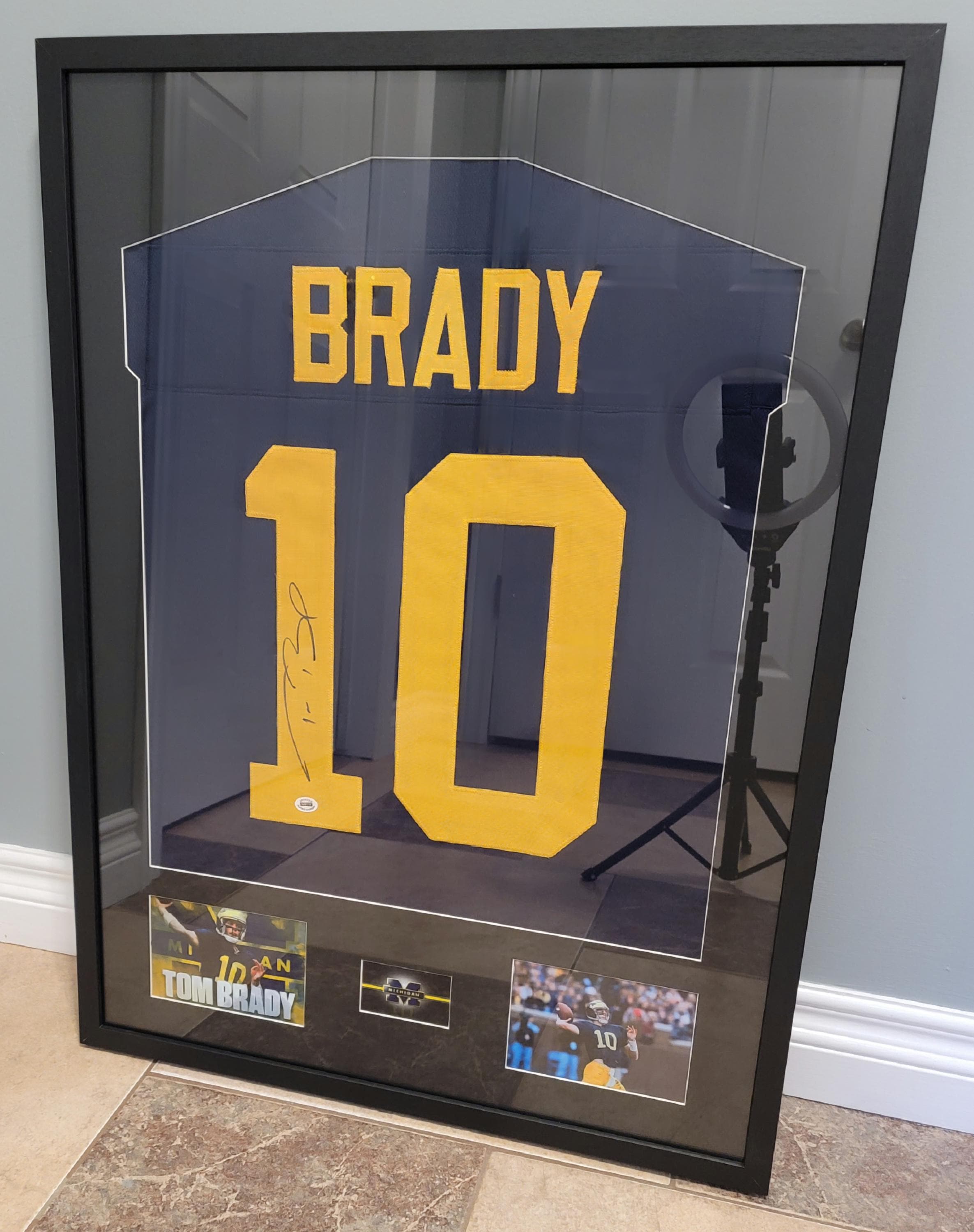 CUSTOM FRAMED Tom Brady Signed Autographed Michigan Wolverines Custom Jersey w/ COA