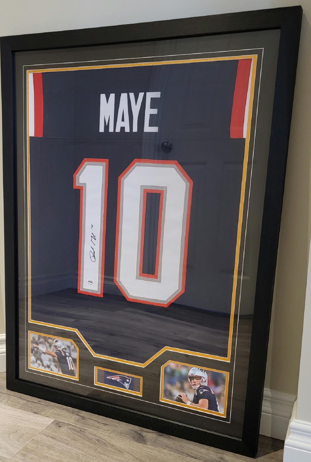 LAST CUSTOM FRAMED Drake Maye Signed Autographed Patriots Custom Jersey Authenticated