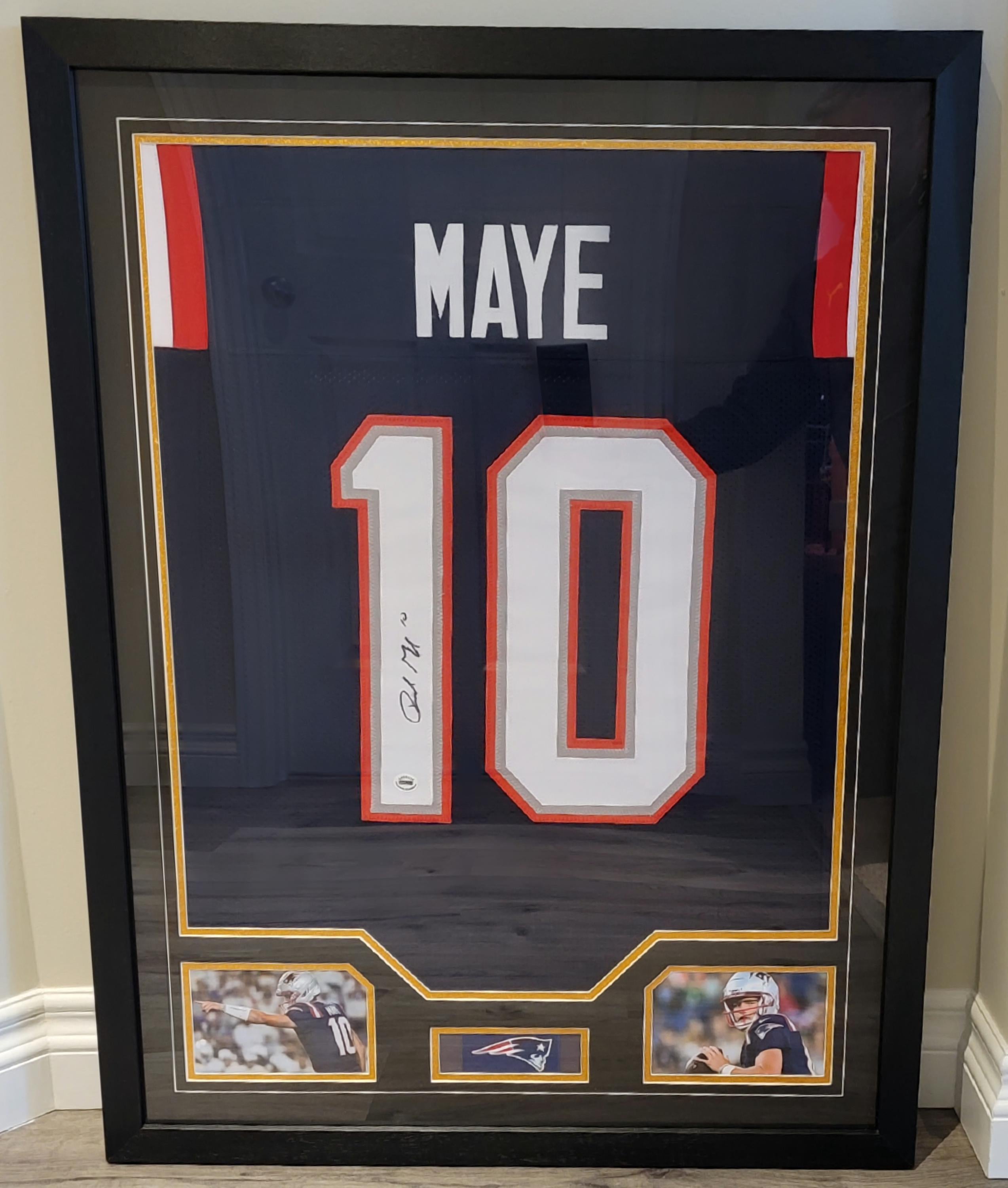 LAST CUSTOM FRAMED Drake Maye Signed Autographed Patriots Custom Jersey Authenticated