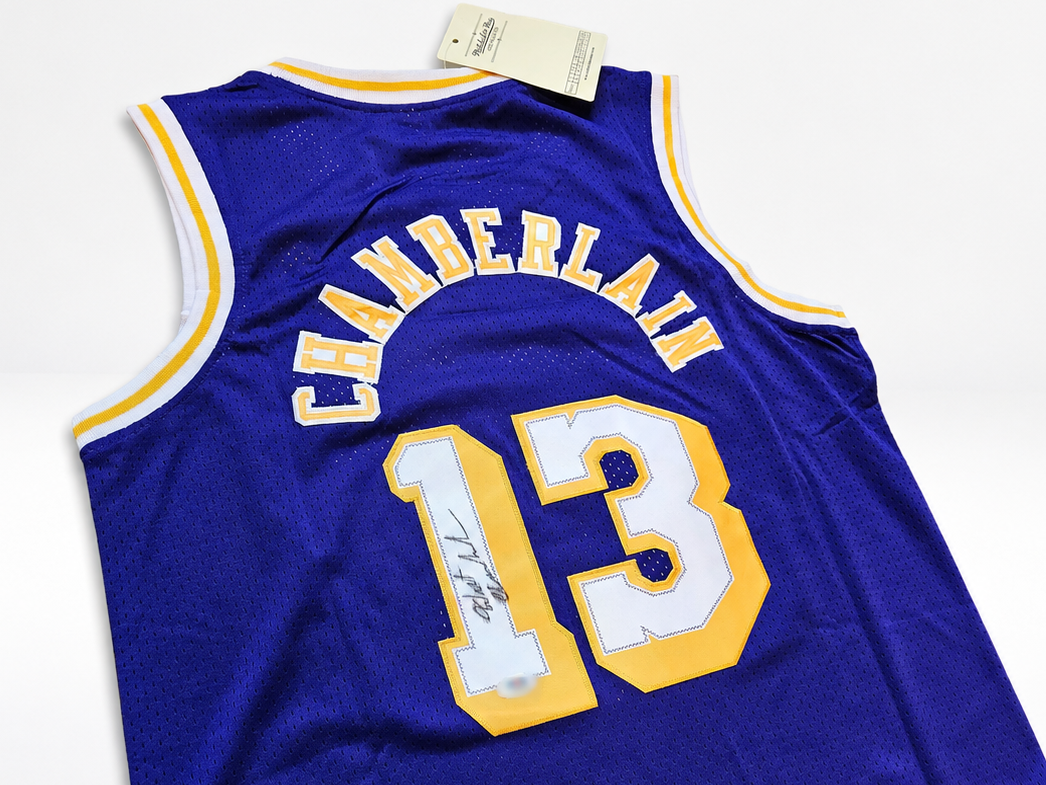 Wilt Chamberlain Signed Lakers #13 Jersey — PSA/DNA COA — Mitchell & Ness Hardwood Classics
