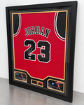 Michael Jordan Signed Framed Red #23 Basketball Jersey PSA DNA Authenticated