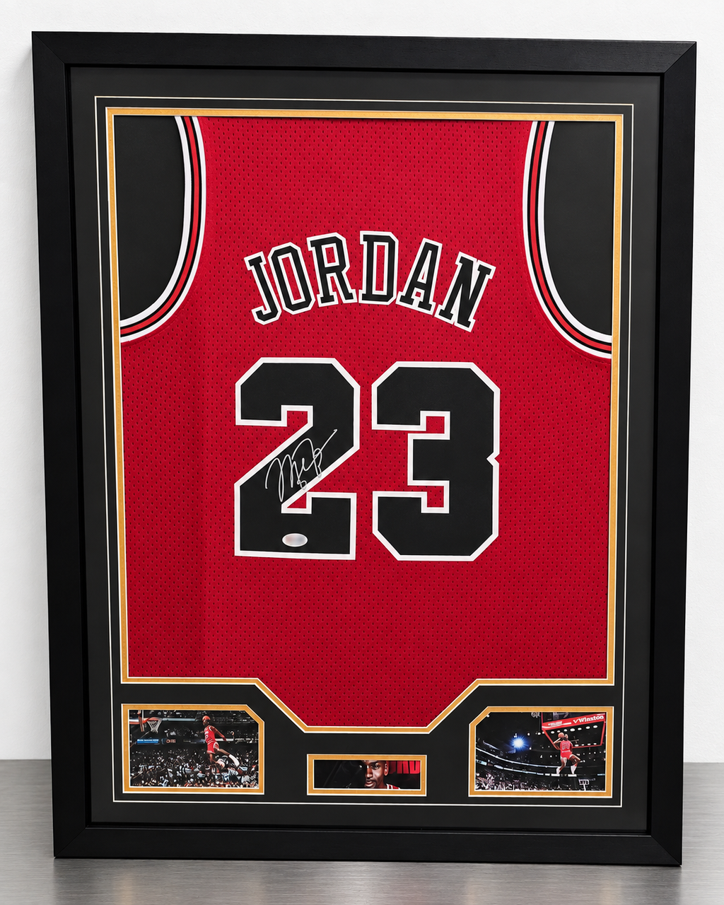 Michael Jordan Signed Framed Red #23 Basketball Jersey PSA DNA Authenticated