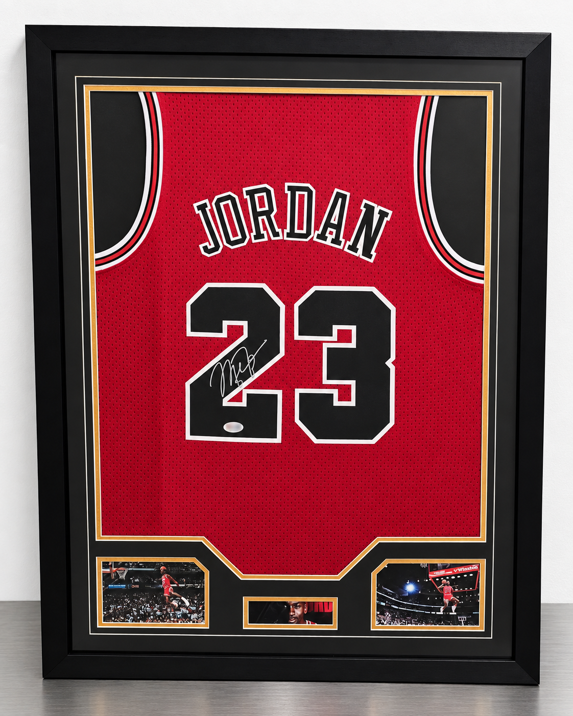 Michael Jordan Signed Framed Red #23 Basketball Jersey PSA DNA Authenticated