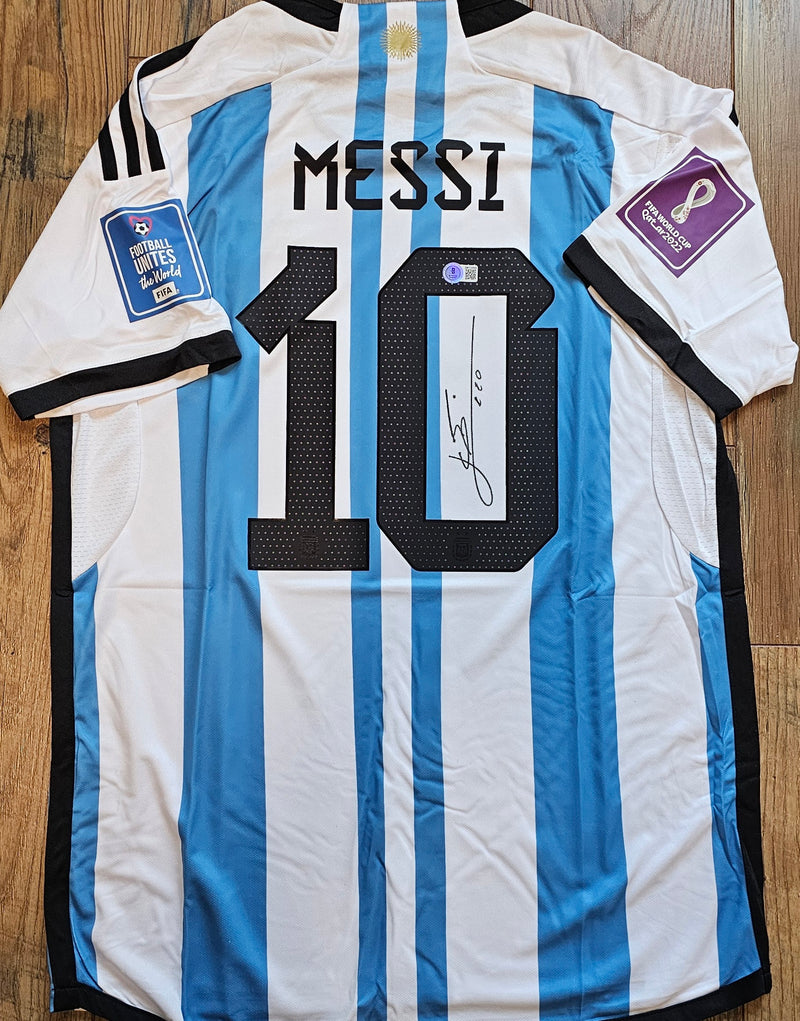 Lionel Messi Signed 2022 Qatar Argentina Jersey with BAS Beckett Authentication